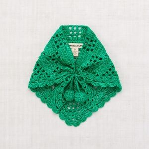 misha and puff crochet scarf in emerald green